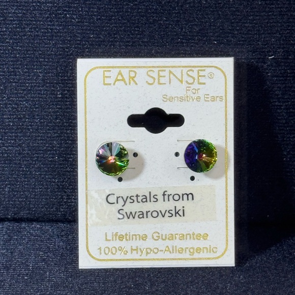 Ear Sense AB Vitrial Crystal Stud Earring Made With Swarovski Crystals - Picture 2 of 5